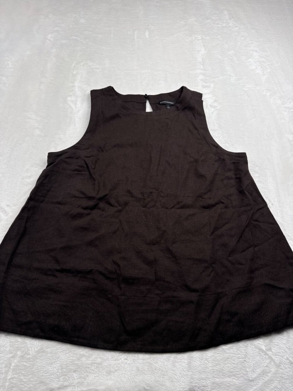 Banana Republic Womens Sleeveless Brown Linen Top Large Keyhole Back
